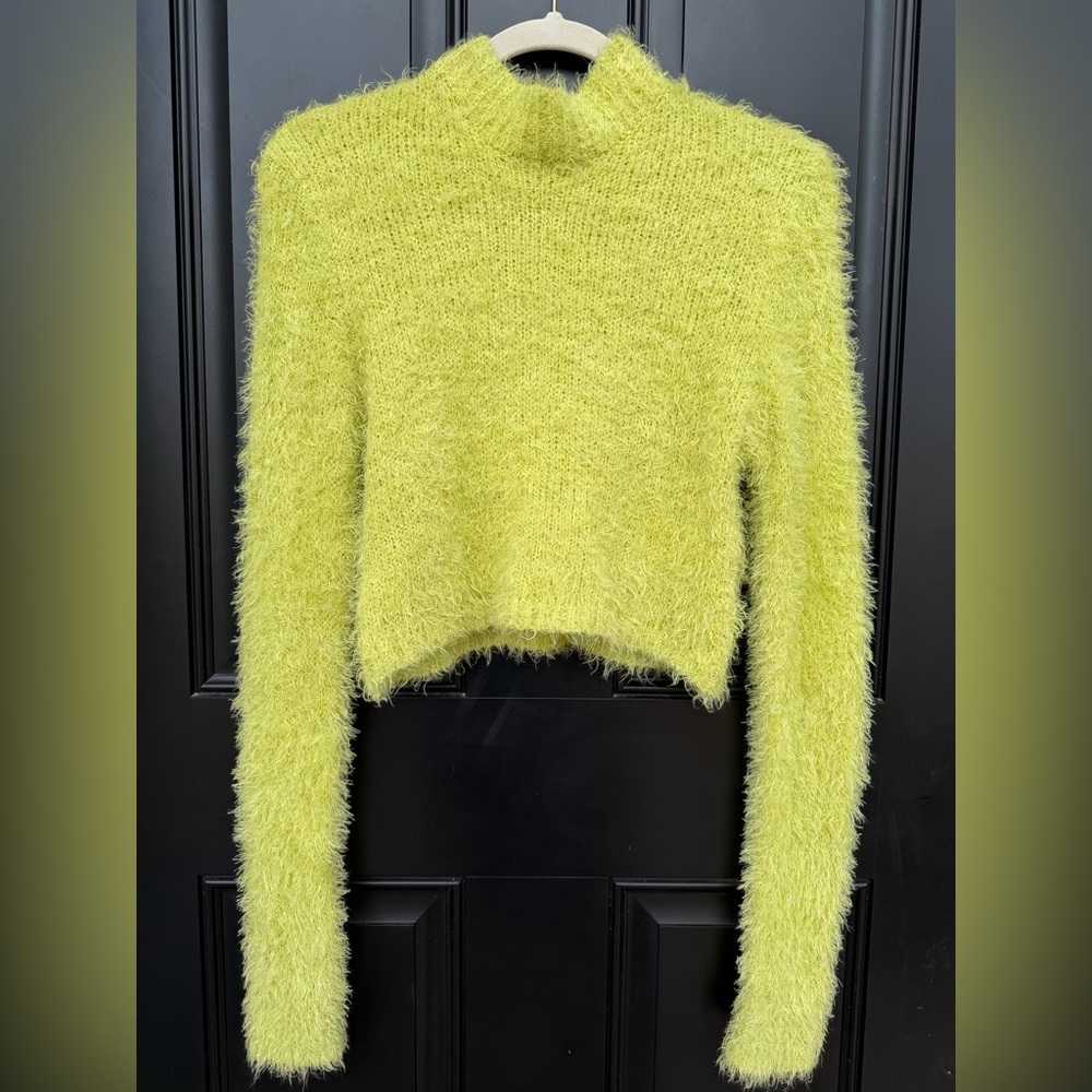 Lime Green Fuzzy Women's Sweater